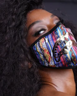 1994 GOLD METALLIC SHARK POLYESTER FACE MASK