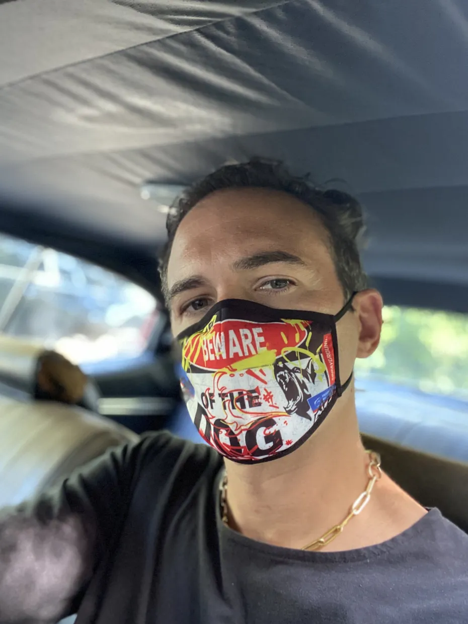 ADULT BEWARE OF THE DOG FORM-FITTING FACE MASK