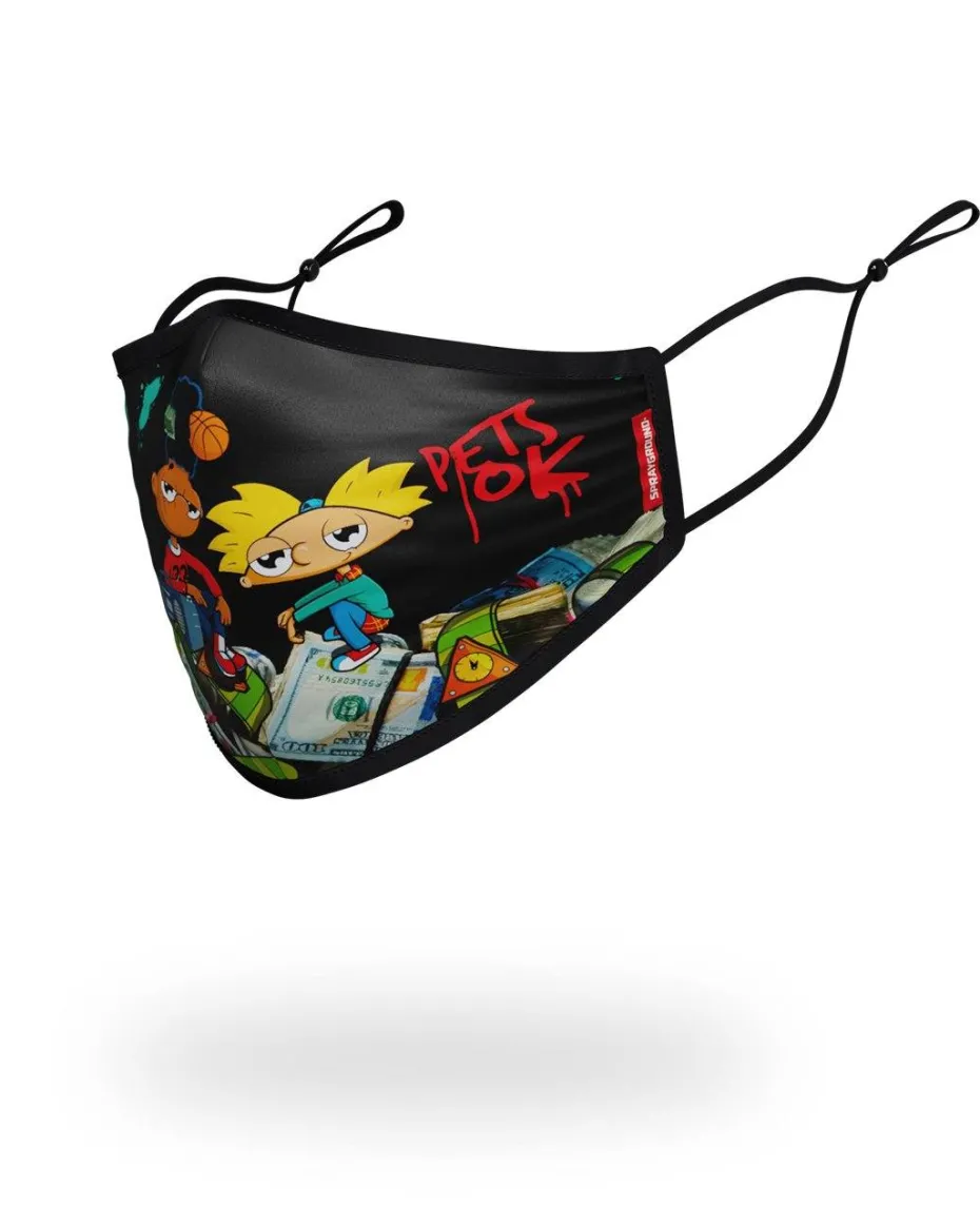 ADULT HEY ARNOLD MONEY STACKS FORM FITTING FACE-COVERING