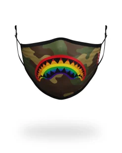 ADULT RAINBOW SHARK FORM FITTING FACE MASK