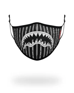 ADULT REVERSE SHARKS IN PARIS (BLACK) FORM FITTING FACE MASK