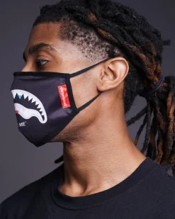 BITE ME SHARK (BLK) POLYESTER FACE MASK
