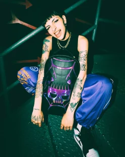 CAZZU IRIDESCENT CUT & SEW SPIDER SKULL SHARK BACKPACK (DLXV)