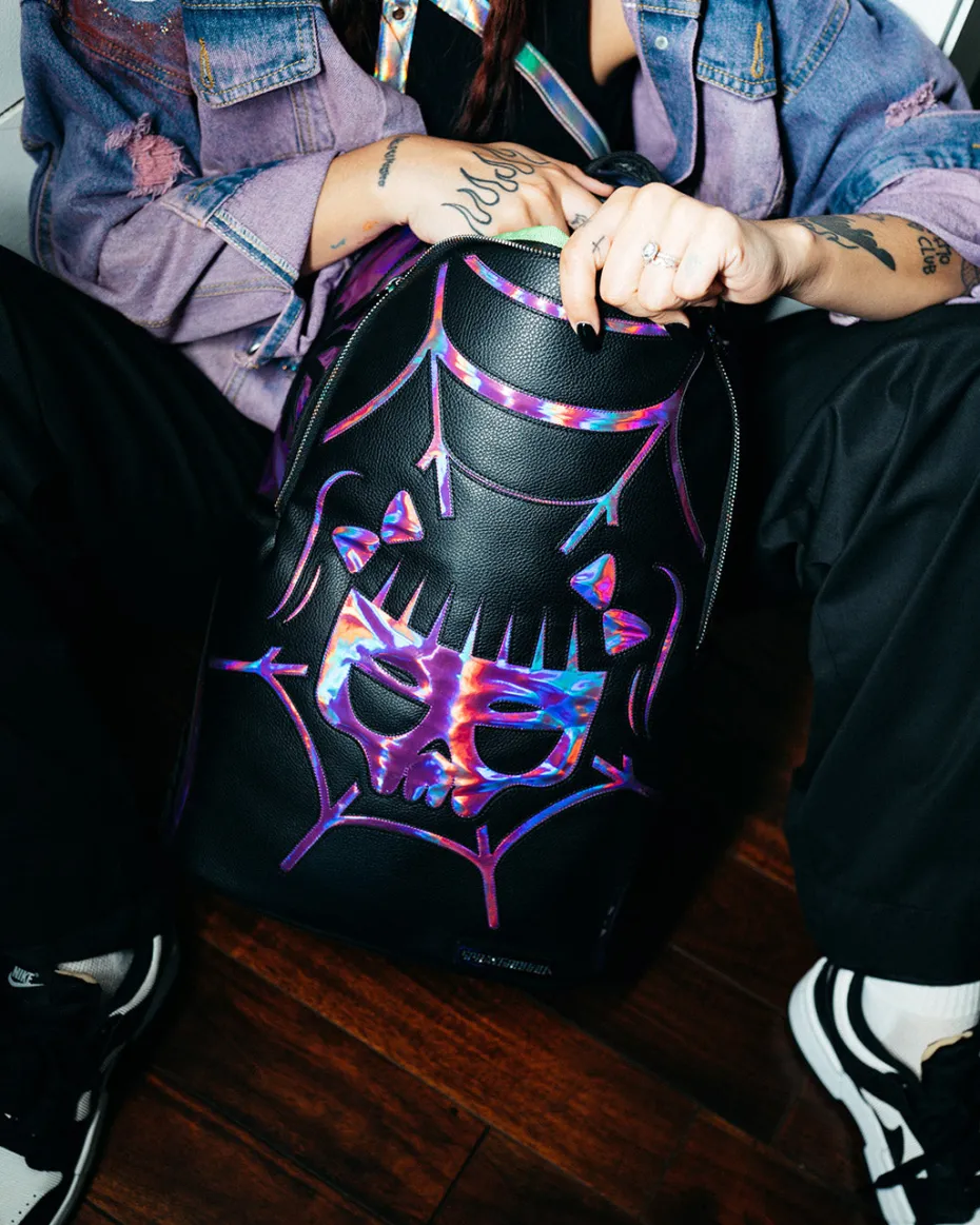 CAZZU IRIDESCENT CUT & SEW SPIDER SKULL SHARK BACKPACK (DLXV)