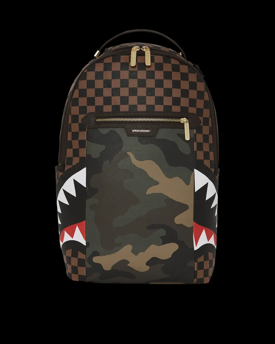 EXTERIOR GOLD ZIP POCKET SHARKS IN PARIS BACKPACK (DLXV)