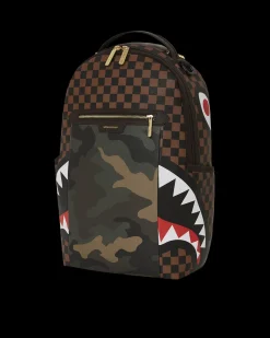 EXTERIOR GOLD ZIP POCKET SHARKS IN PARIS BACKPACK (DLXV)