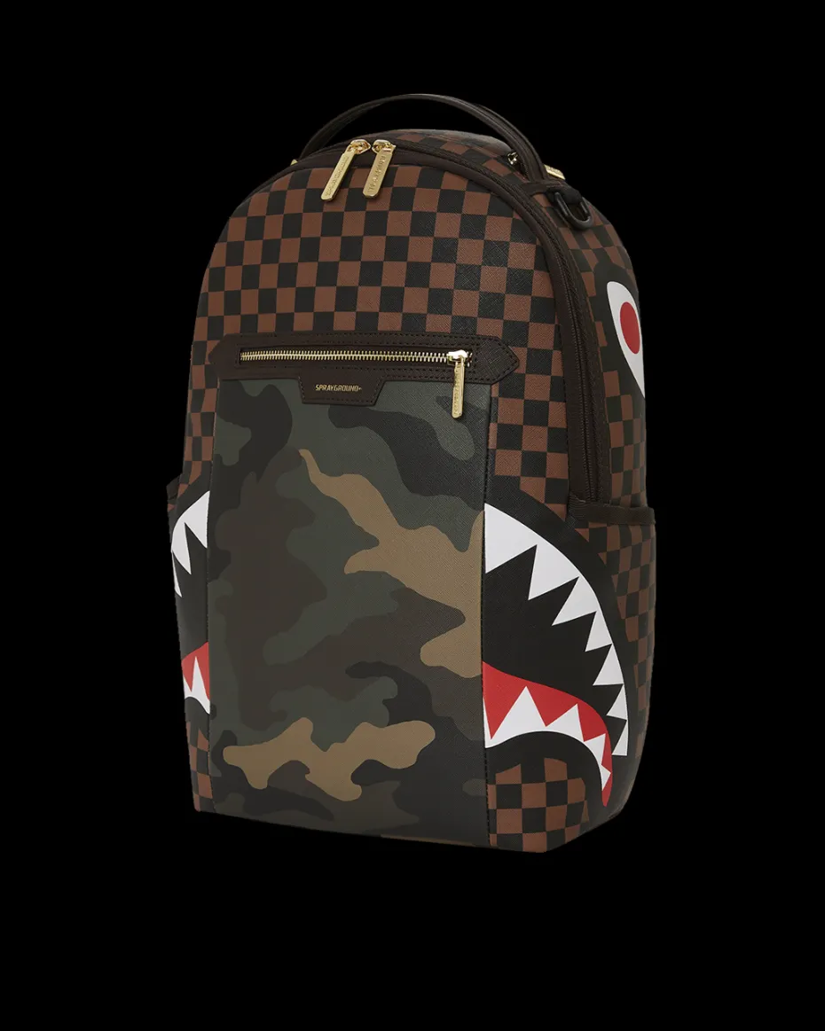 EXTERIOR GOLD ZIP POCKET SHARKS IN PARIS BACKPACK (DLXV)