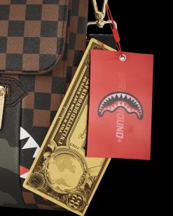 EXTERIOR GOLD ZIP POCKET SHARKS IN PARIS MESSENGER SLING BAG