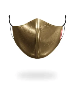 GOLD MONEY PATTERN VEGAN LEATHER FACE MASK