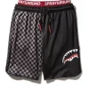 GREY CHECKERED SPLIT CORTO SWIM TRUNKS