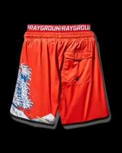 KIDS JAPAN WAVE SWIM TRUNKS (RED)