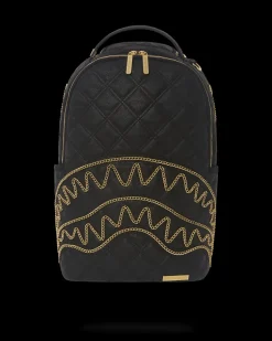 NOIR QUILT GOLD CHAIN SHARK BACKPACK (DLXV)