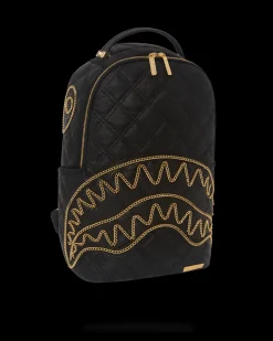 NOIR QUILT GOLD CHAIN SHARK BACKPACK (DLXV)