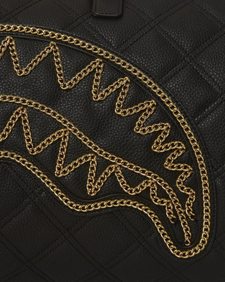 NOIR QUILT GOLD CHAIN SHARK DUFFLE