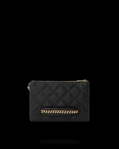 NOIR QUILT GOLD CHAIN SHARK CROSSOVER CLUTCH