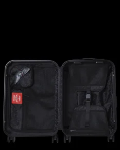 REALITY CHECK SHARKNAUTICS HARDSHELL CARRY-ON JETBLACK LUGGAGE (GOLD HARDWARE)
