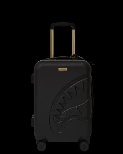 REALITY CHECK SHARKNAUTICS HARDSHELL CARRY-ON JETBLACK LUGGAGE (GOLD HARDWARE)