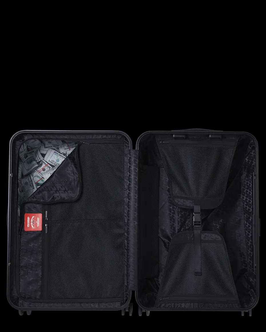 REALITY CHECK SHARKNAUTICS HARDSHELL FULL-SIZE JETBLACK LUGGAGE (GUNMETAL HARDWARE)