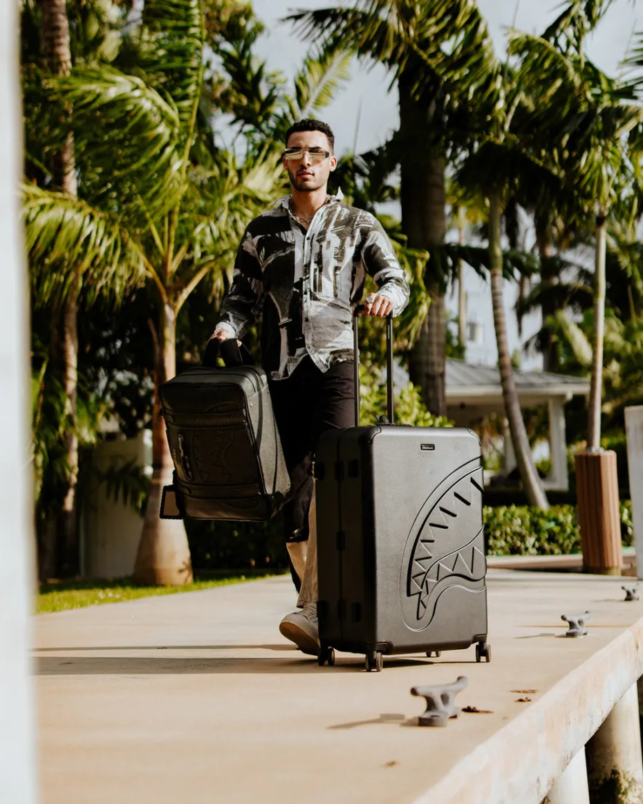 REALITY CHECK SHARKNAUTICS HARDSHELL FULL-SIZE JETBLACK LUGGAGE (GUNMETAL HARDWARE)