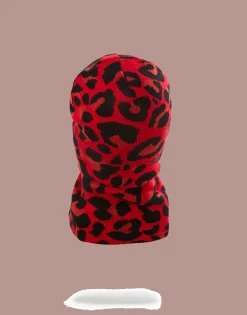 RED LEOPARD GOLD SHARK MOUTH SKI MASK