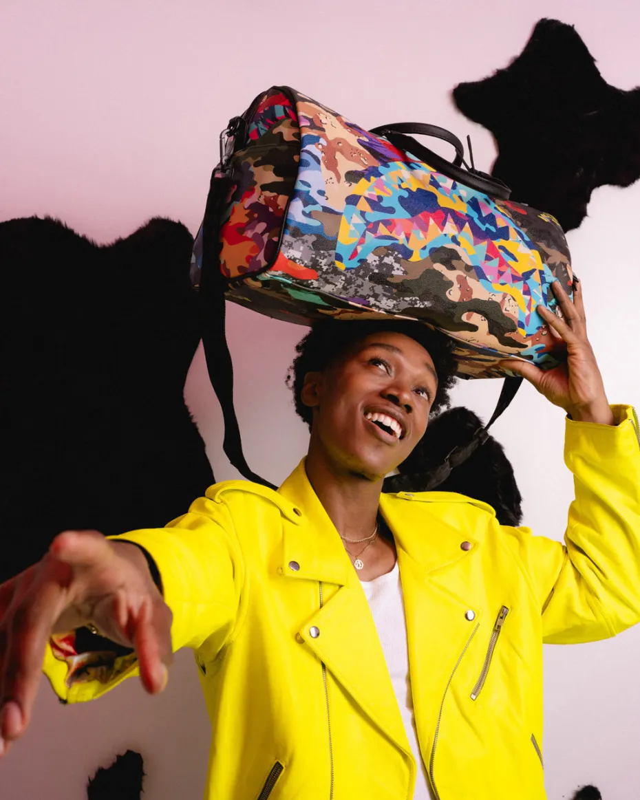 SLICED AND DICED CAMO DUFFLE