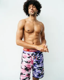 SPLIT CAMO CORTO SWIM TRUNKS
