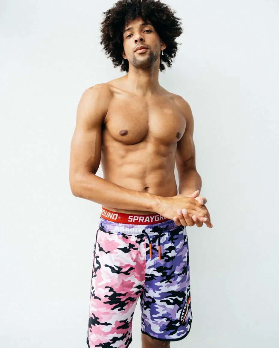 SPLIT CAMO CORTO SWIM TRUNKS