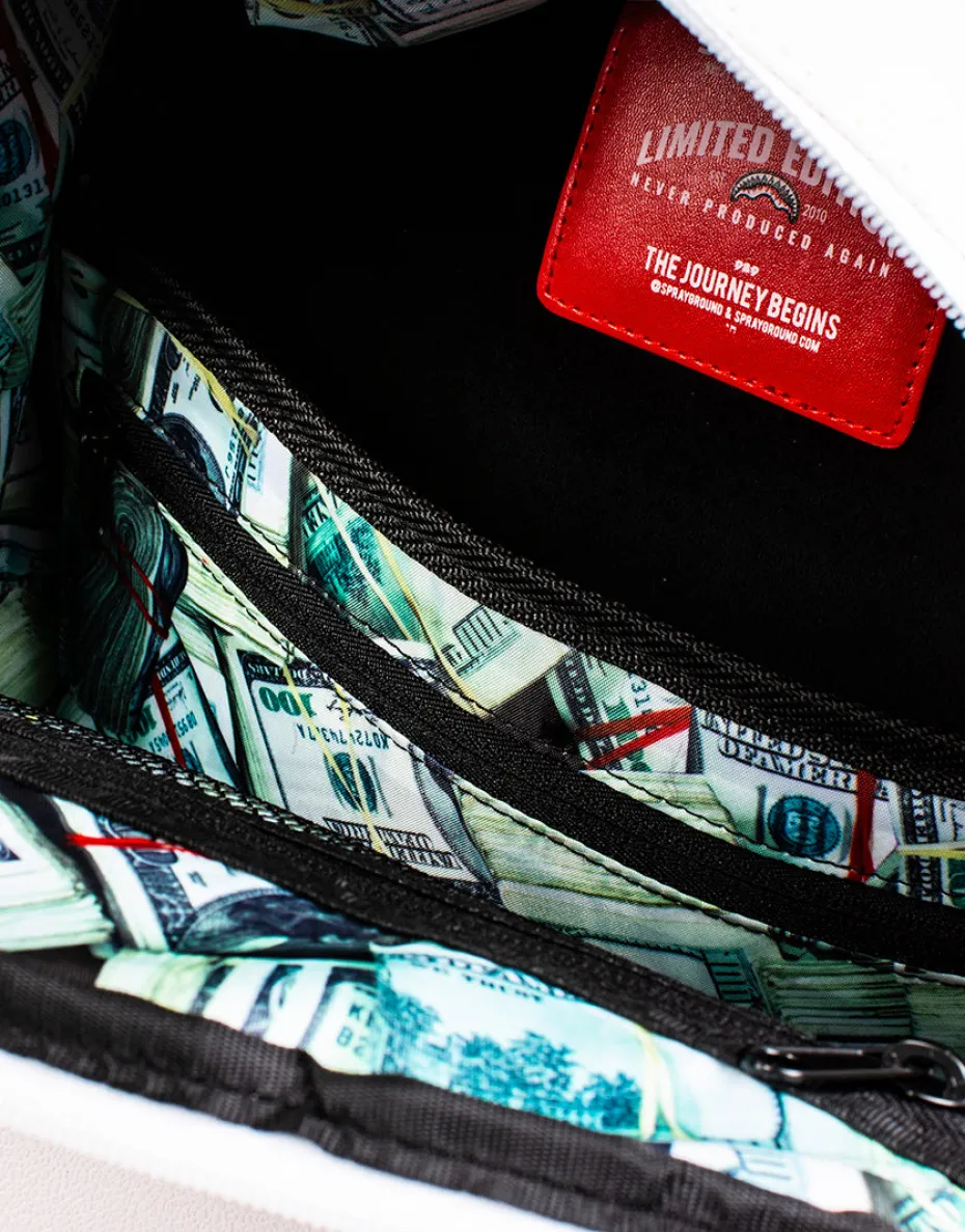 THE SPRAYGROUND DIY WHITE BACKPACK (VEGAN LEATHER & INNER MONEY LINING) & MARKERS INCLUDED