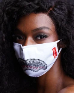 TRINITY DIAMOND SHARK (WHT) POLYESTER FACE MASK